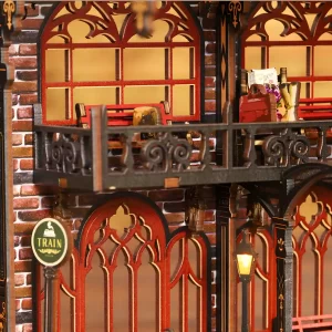 Detailed view of the two-tiered platform in the Zero Platform book nook.