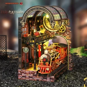 Complete Zero Platform DIY book nook kit with train and lights.