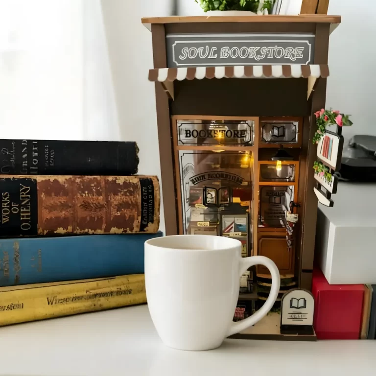 Close-up of a 'Soul Bookstore' book nook, a personalized DIY kit that expresses Book Nooks identity.