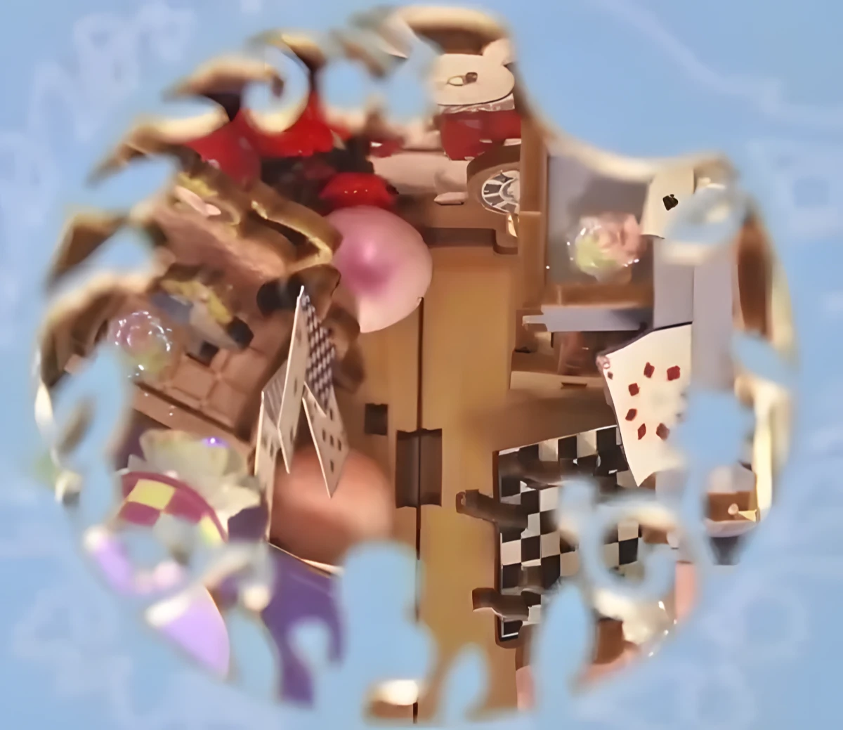 A creative keyhole view into the magical world of the Alice in Wonderland miniature book nook.