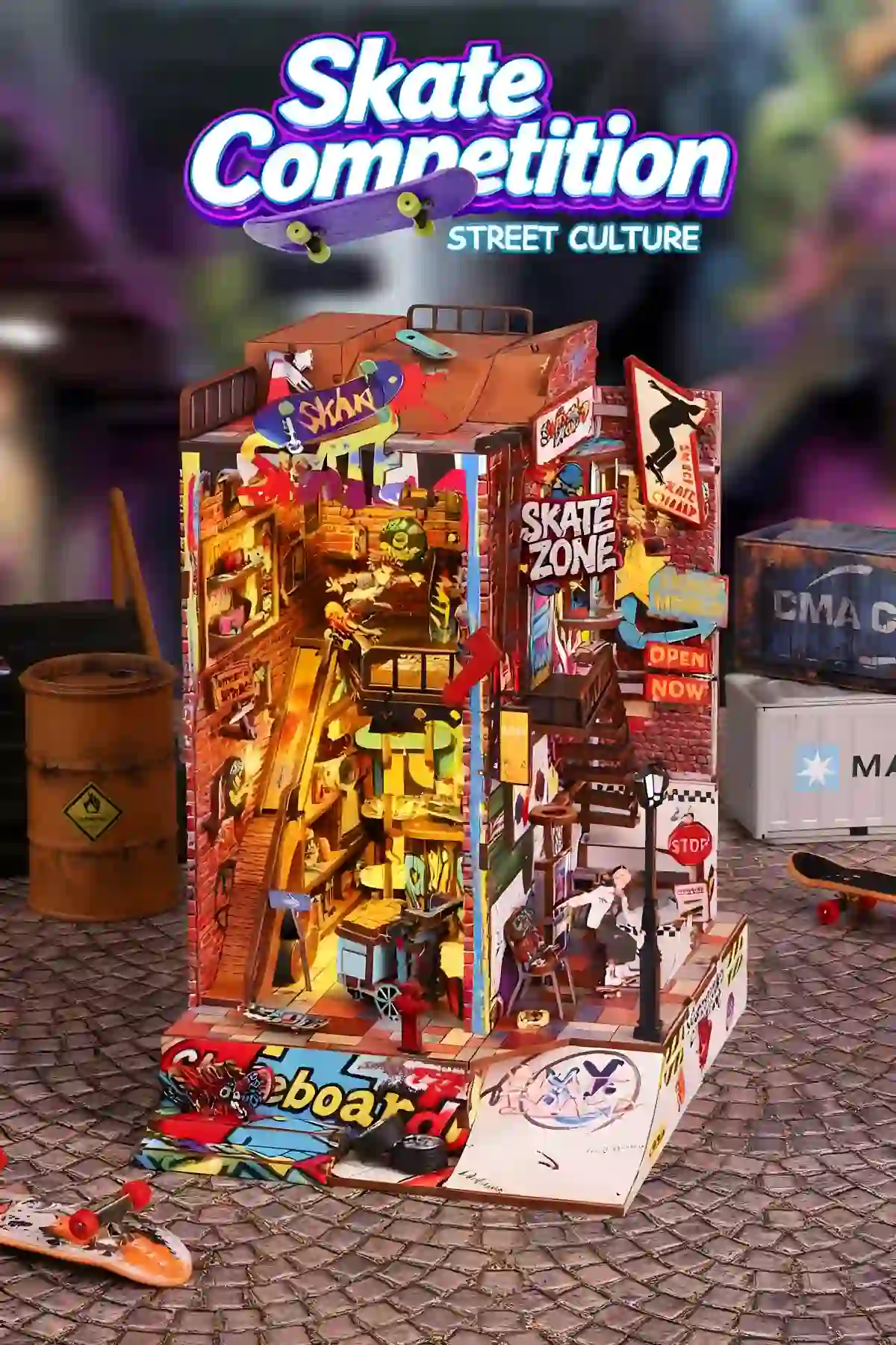 Full front display: Skate Competition Book Nook Kit, focusing on Street Culture.