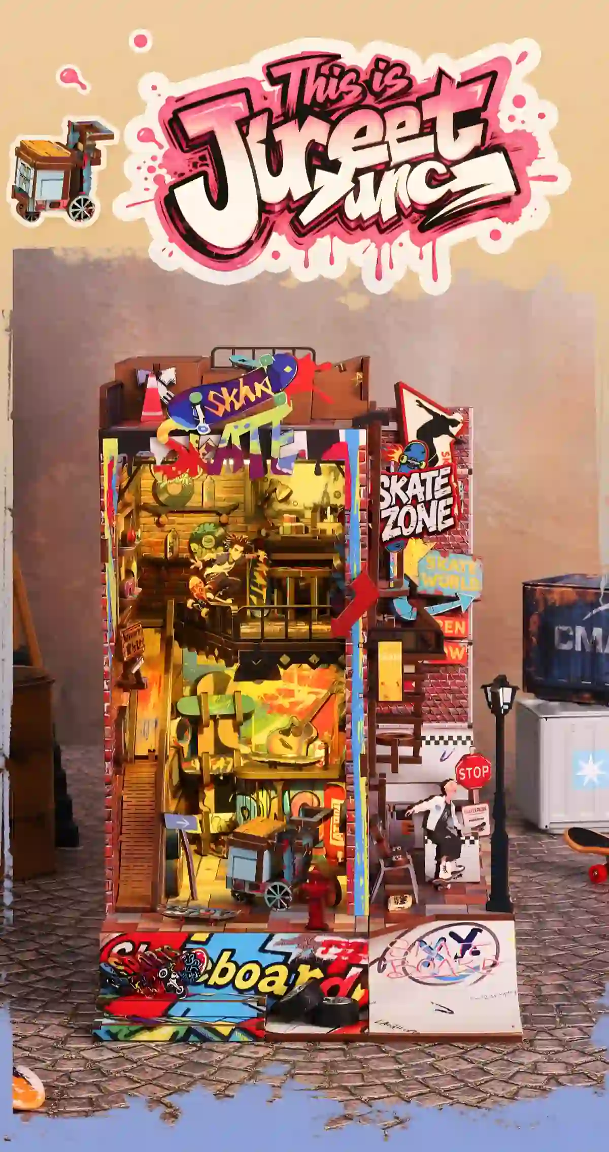 Dynamic full display of the Skate Competition book nook with Street Art theme.