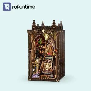 Full product view of the assembled Rofuntime Zodiac Fantasy book nook; a celestial-themed astrological DIY book nook with intricate details.