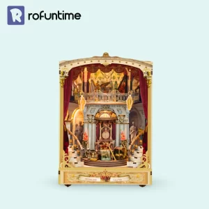 Dreamland Theater Book Nook Kit by Rofuntime, completed miniature palace theater.