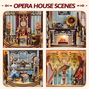 Dreamland Theater Book Nook four detail shots, Opera House Scenes, Vintage Palace Theater.