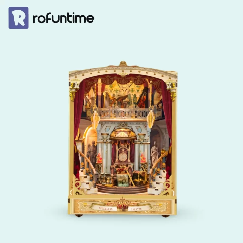 Dreamland Theater Book Nook Kit by Rofuntime, completed miniature palace theater.