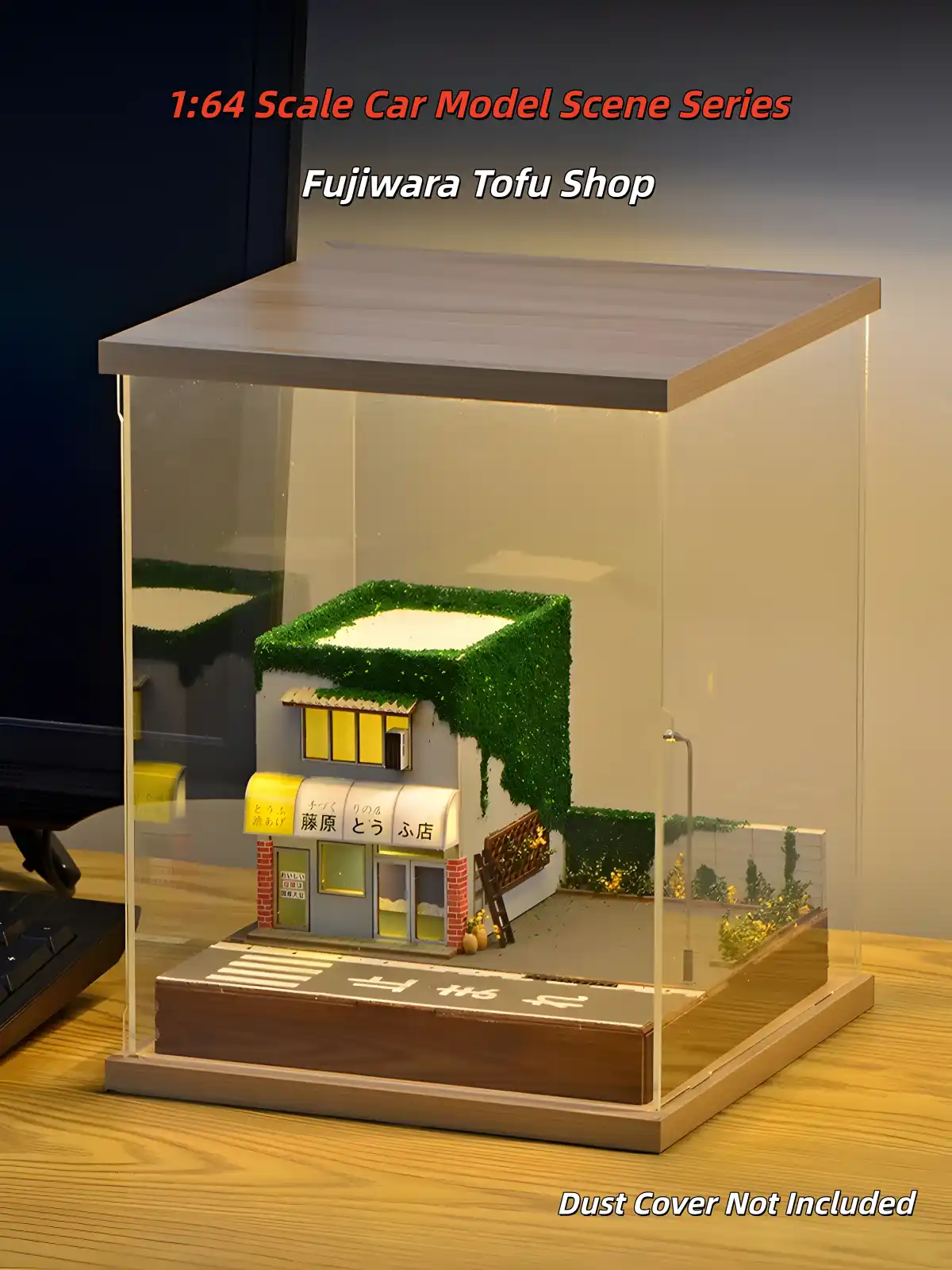 Fujiwara Tofu Shop Replica, 1:64 Scale Scene Series, display dust cover.