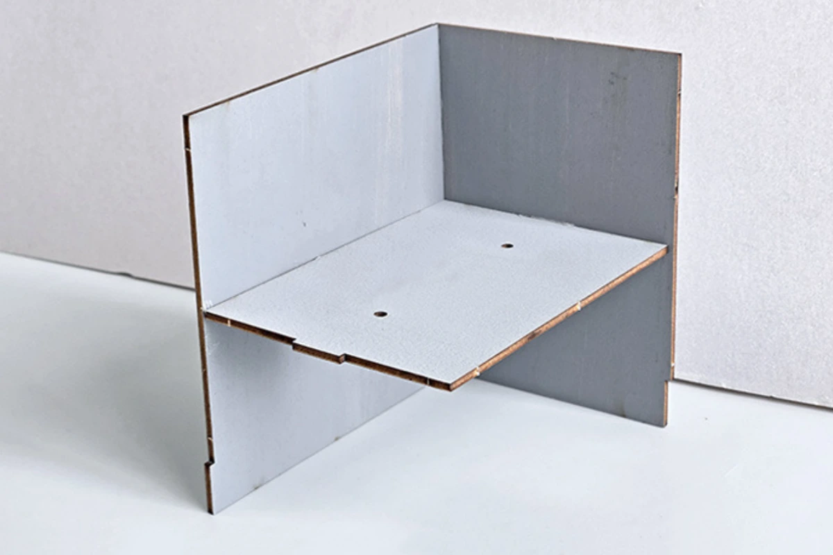 Semi-finished Fujiwara Tofu Shop DIY Miniature House Kit structure, pre-painted wooden pieces.