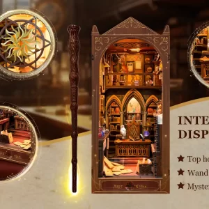Magic Office internal display with Gothic archway, top hollow design, and wand remote.