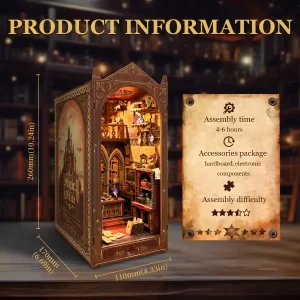 Dimensions of the Magic Office DIY Book Nook Kit: 260mm high, 170mm deep, 110mm wide.