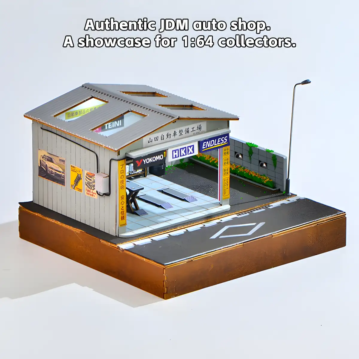 Authentic JDM auto shop and Miniature Garage display for 1:64 collectors.