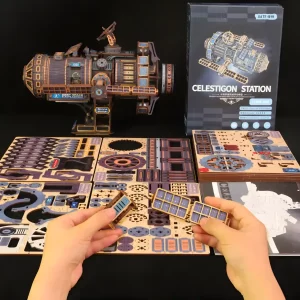 Unboxing the Celestigon Station 511 PCS Model, showing punch-out sheets and components.