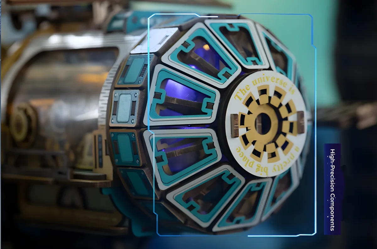 High-Precision Components on the nose of the Celestigon Station with illumination.