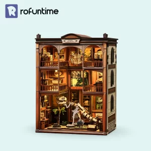 Rofuntime Fossil Museum DIY Book Nook Kit with three floors of miniature dinosaur exhibits.