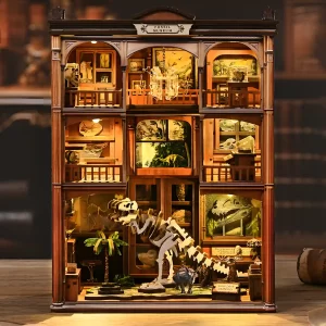 Front view of Fossil Museum Book Nook Kit showcasing Ancient Civilization murals and fossils.