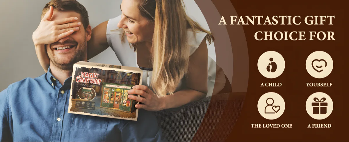 Giving the Magic Candy Shop DIY Miniature House Kit as a gift for a fairytale dollhouse lover.