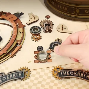 Immersive wooden assembly of Globe 3D Wooden Puzzle featuring mortise-and-tenon wooden structure.