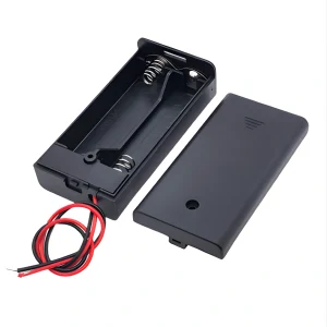 Internal view of 2 AA battery holder 3V showing dual slots and spring terminals for crafts.