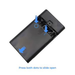 Instructional guide to opening the AA battery box with switch for book nook projects.