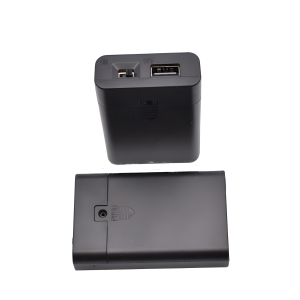 Compact USB battery box for diy crafts showcasing switch and port detail.