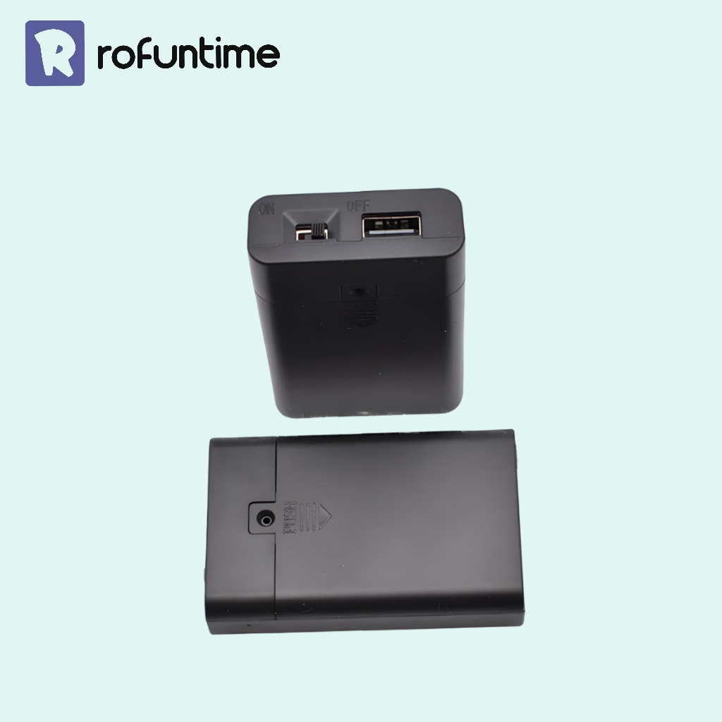 Rofuntime AA battery box with switch and USB output for DIY crafts and miniatures.