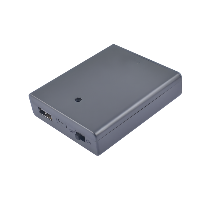 AA battery box with switch and USB port for DIY power supply in craft projects.