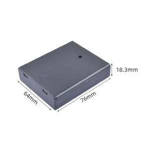 Dimensions of the 4AA USB battery box for DIY crafts showing 76mm by 64mm size.