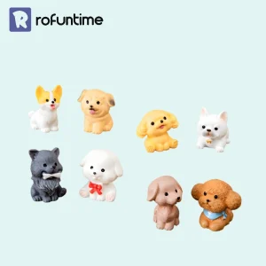 Complete set of 8 resin dog miniatures including Corgi Poodle and Bulldog figurines