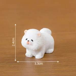 Fluffy white Chow Chow dog miniature measuring 3.3cm in length for DIY crafts