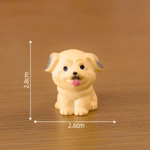 Sitting tan Pug mini dog figurines with black muzzle and 2.8cm height scale