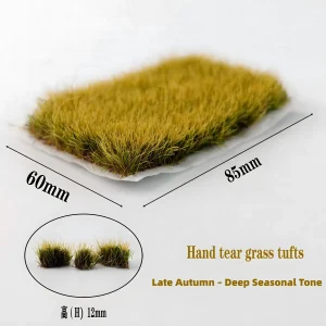 Late autumn model grass mat, deep seasonal static grass sheet for diorama miniature terrain.