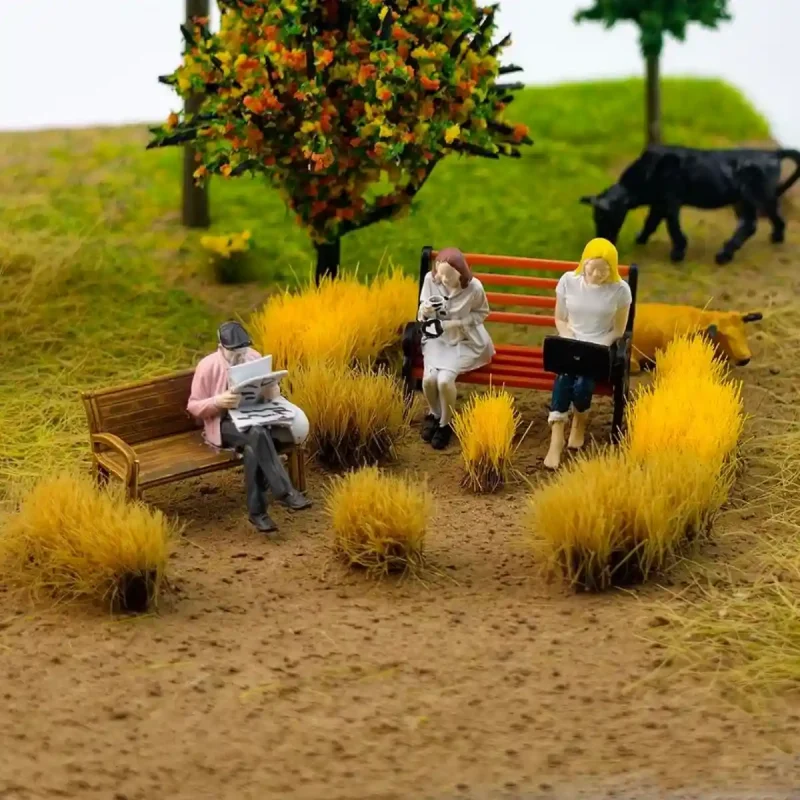 Realistic diorama grass sheet application, model scenery grass tufts sheet for park and garden landscapes.