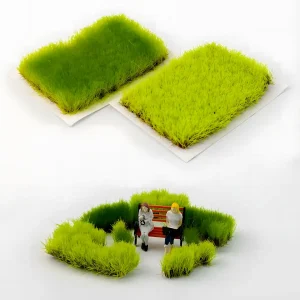 Two color options model grass mat, spring and fresh green diorama grass sheet for terrain.