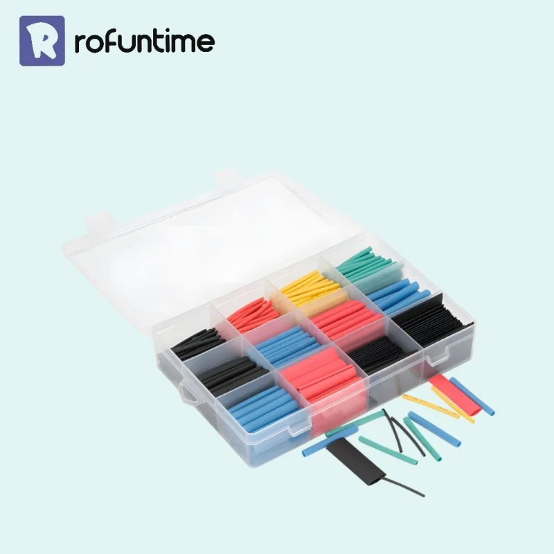 Rofuntime heat shrink tubing kit 580pcs assortment for electrical wire insulation and DIY projects.