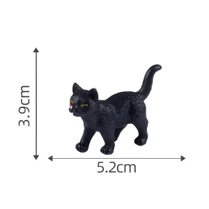 Miniature cat figurines black cat figure for book nook accessories and micro landscape decorations.