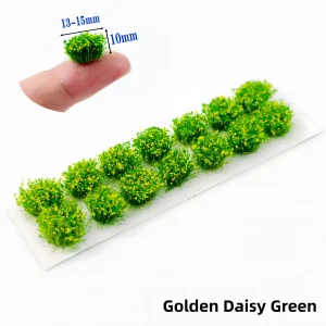 Golden daisy yellow miniature flower clusters on green grass for realistic model flower clusters.