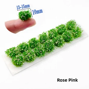 Soft rose pink miniature flower clusters for diorama scenes requiring a delicate and romantic floral touch.