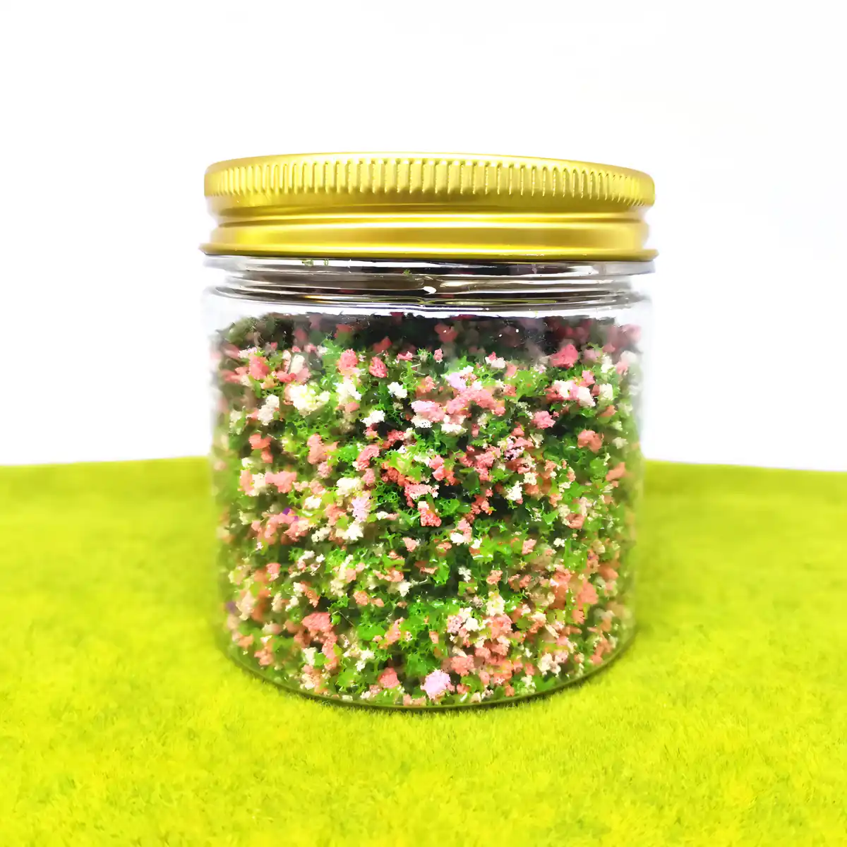 Pink miniature flower powder for book nook designs and model landscaping materials
