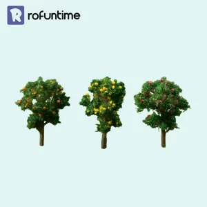 Collection of miniature fruit trees including orange and lemon varieties for dollhouse garden trees.