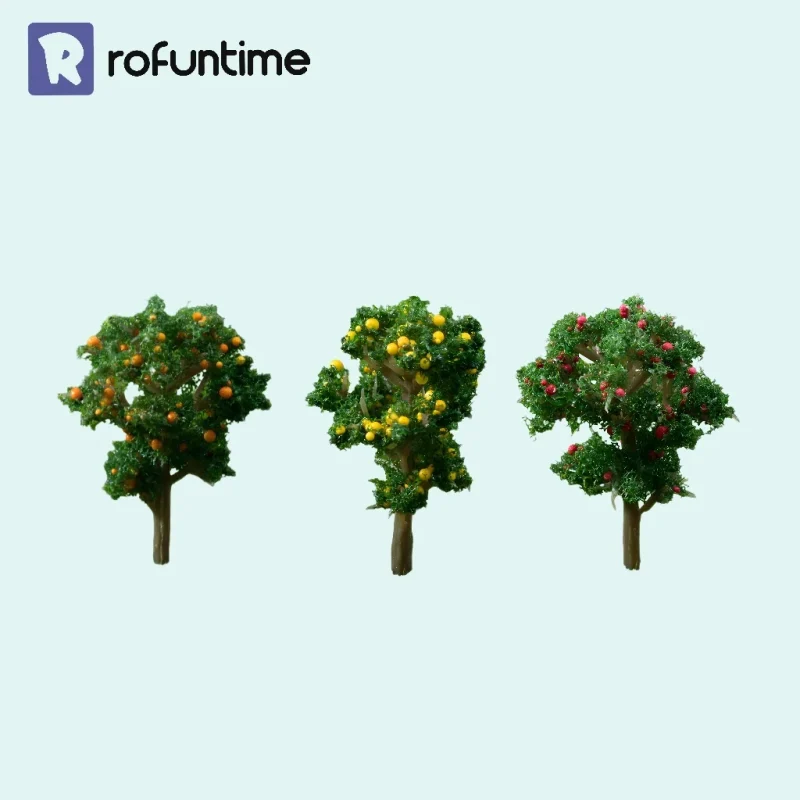 Collection of miniature fruit trees including orange and lemon varieties for dollhouse garden trees.