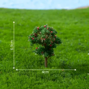 6.9cm miniature hawthorn tree with red berries, a unique choice for dollhouse garden trees.