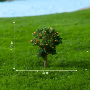 Realistic miniature orange tree with tiny fruit for dollhouse garden trees and DIY dioramas.