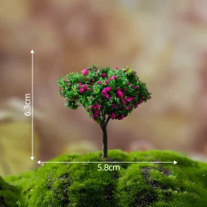 Baby's Breath diorama trees with magenta flowers measuring 6.3cm tall for colorful model scenery trees.
