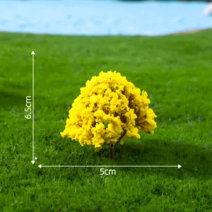 Golden Albizia miniature landscape trees with yellow foliage for bright autumn model scenery trees diorama.