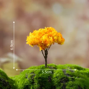 Golden miniature landscape trees with orange foliage standing 6.9cm tall for autumn diorama trees scenery.