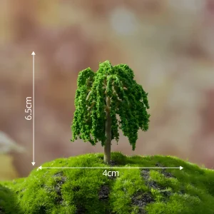 Green weeping willow miniature landscape trees for water-side diorama trees and model scenery trees.