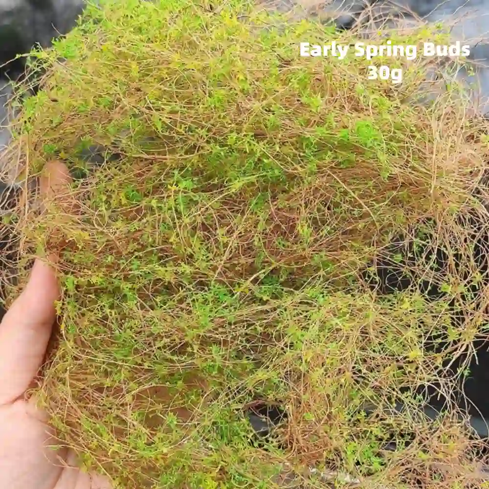 Early spring buds miniature plants for diorama, wispy model foliage vines for realistic miniature landscaping materials.
