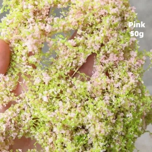 Soft pink miniature vines for diorama, flowering model foliage vines for realistic book nook plants.