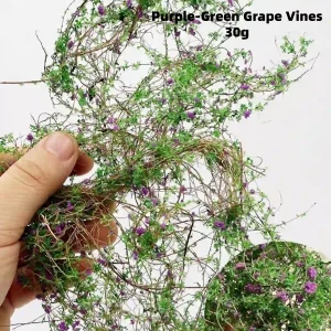 Purple and green grape miniature vines, climbing model foliage vines for vineyard-style book nook plants.