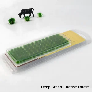 Deep green static grass tufts for dense forest diorama scenery and miniature wargaming.